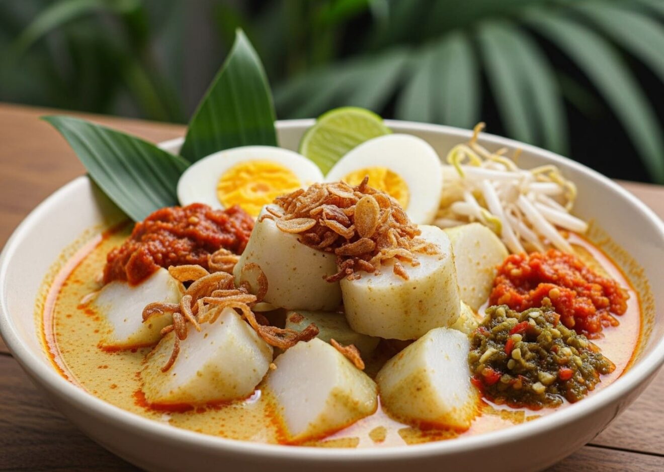 Lontong Rice Cake in Coconut Curry