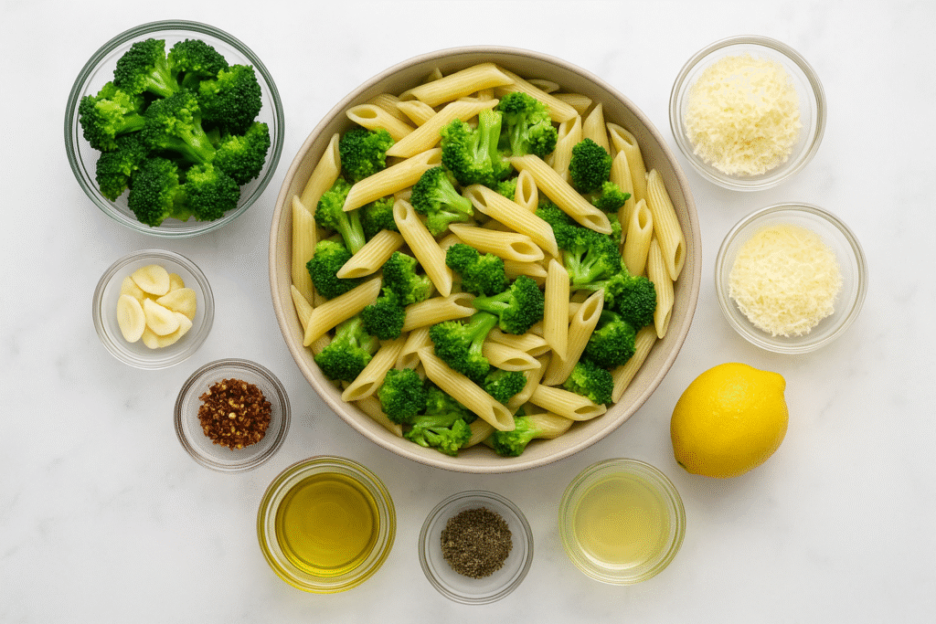 Ingredients for broccoli pasta 