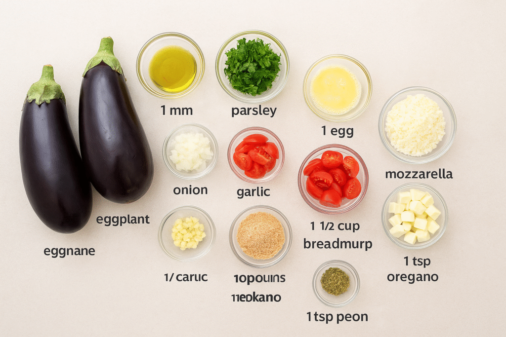 Ingredient to prepare stuff eggplant 