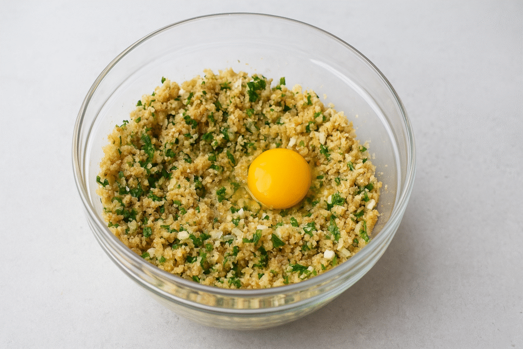 Mixing of the Vegetable stuffing 