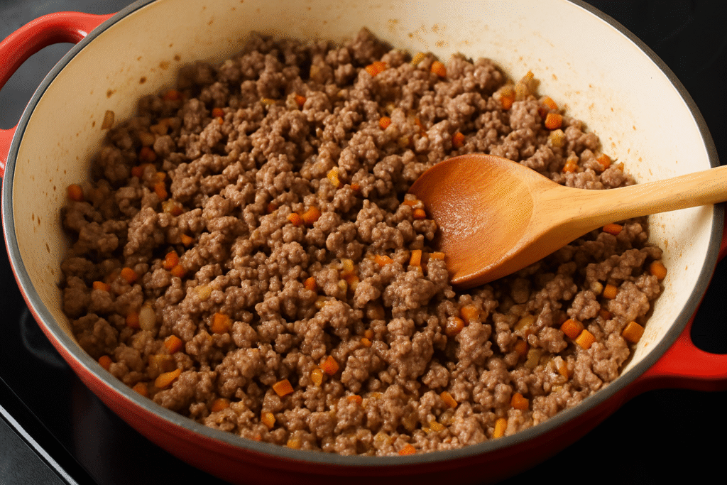 Add brown ground meat 