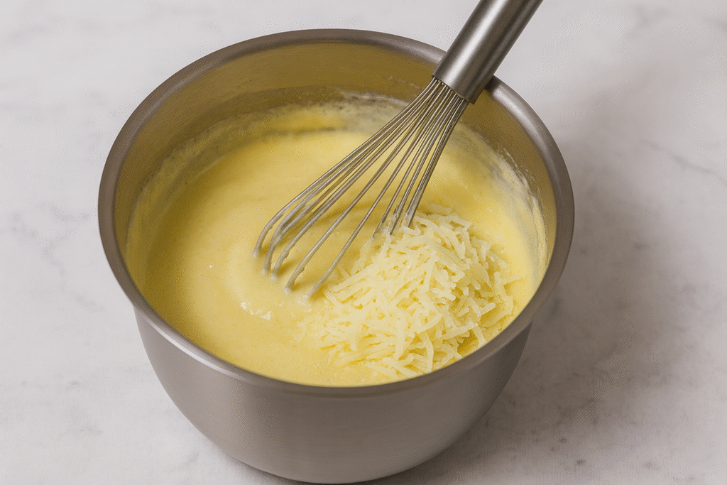 Stir grated gruyere