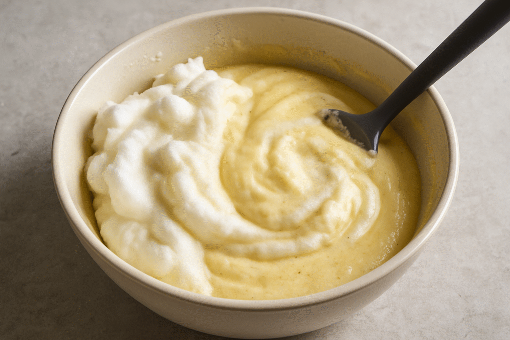 Divide the white eggs in bowl 