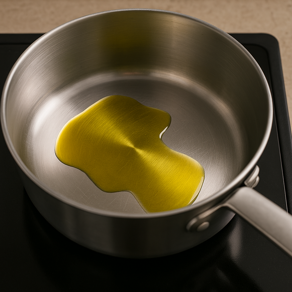 Drizzle olive oil in deep pot