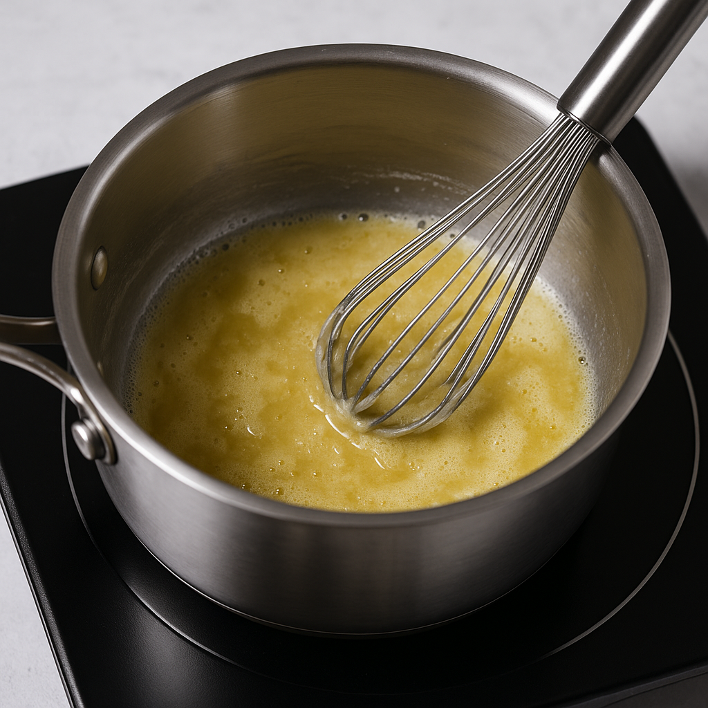 Melting of butter in saucepan 