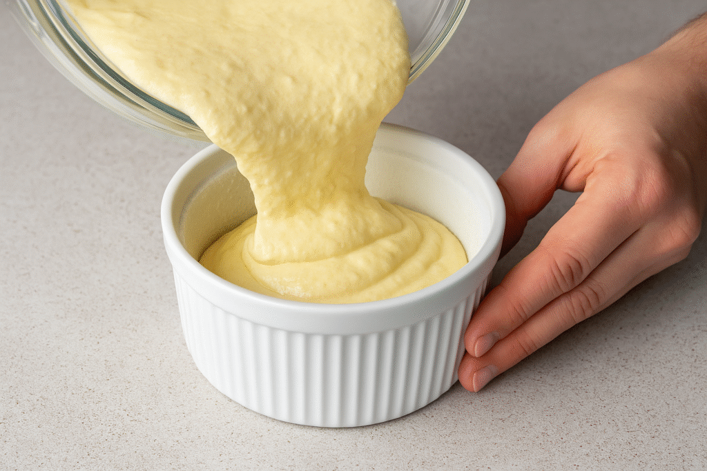 Pour the mixture in dish 