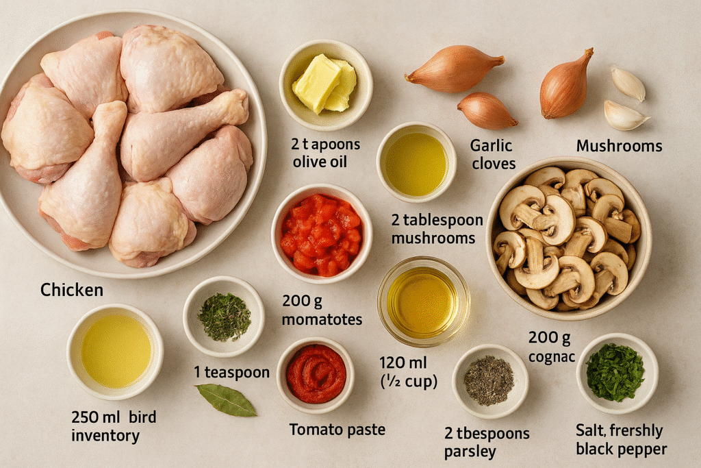 Ingredients for chicken chasseur