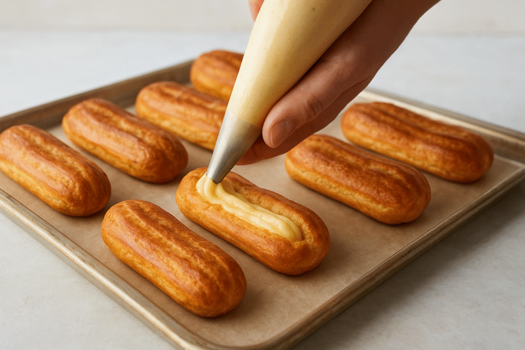 Filling the eclairs 