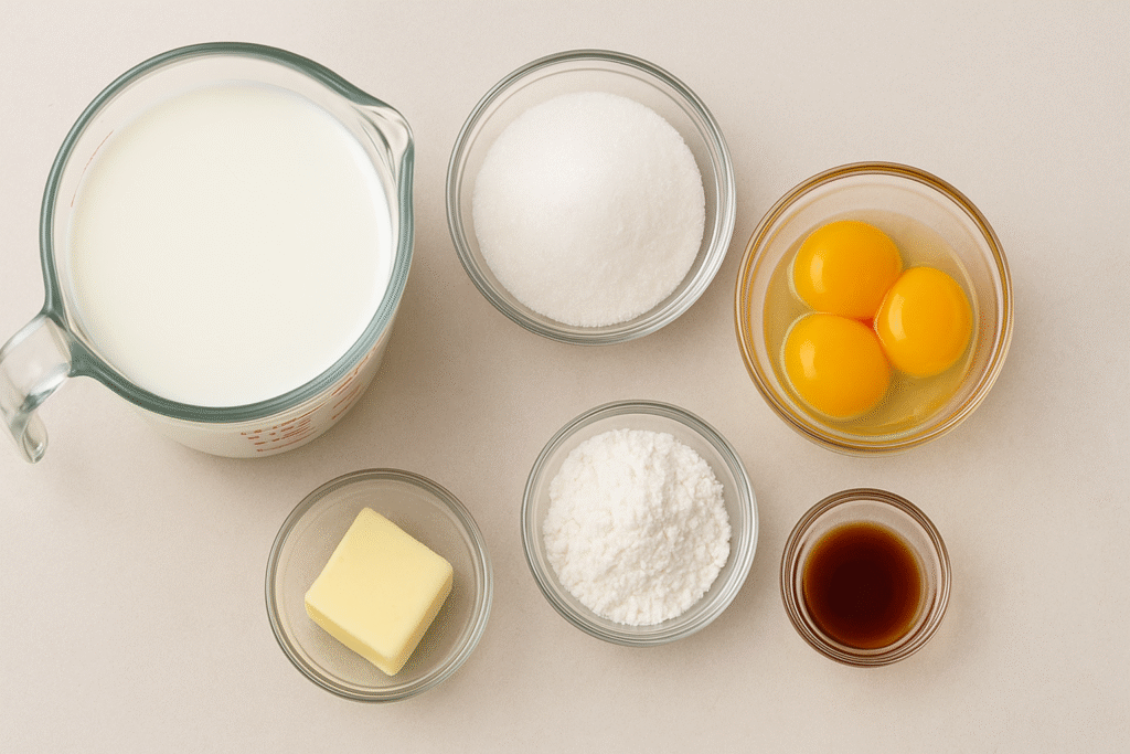 Ingredients for vanilla cream 