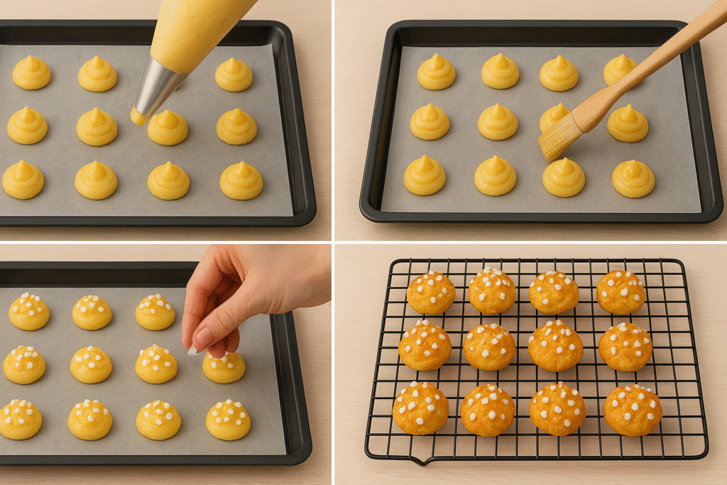 Arrange the chouquettes 