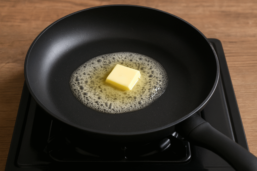 Heat butter and oil in pan 