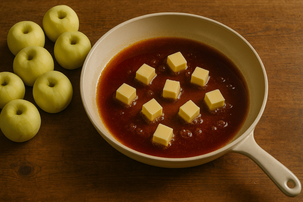 Peel, zone and core the apples.