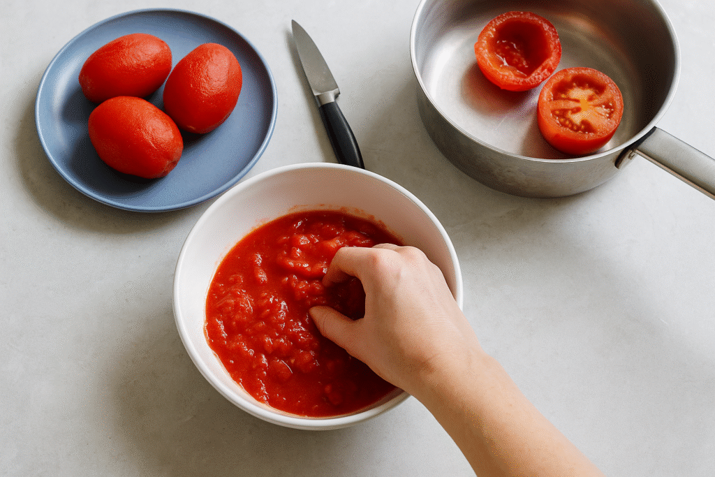 Peel ,Seed and Chop tomotaoes