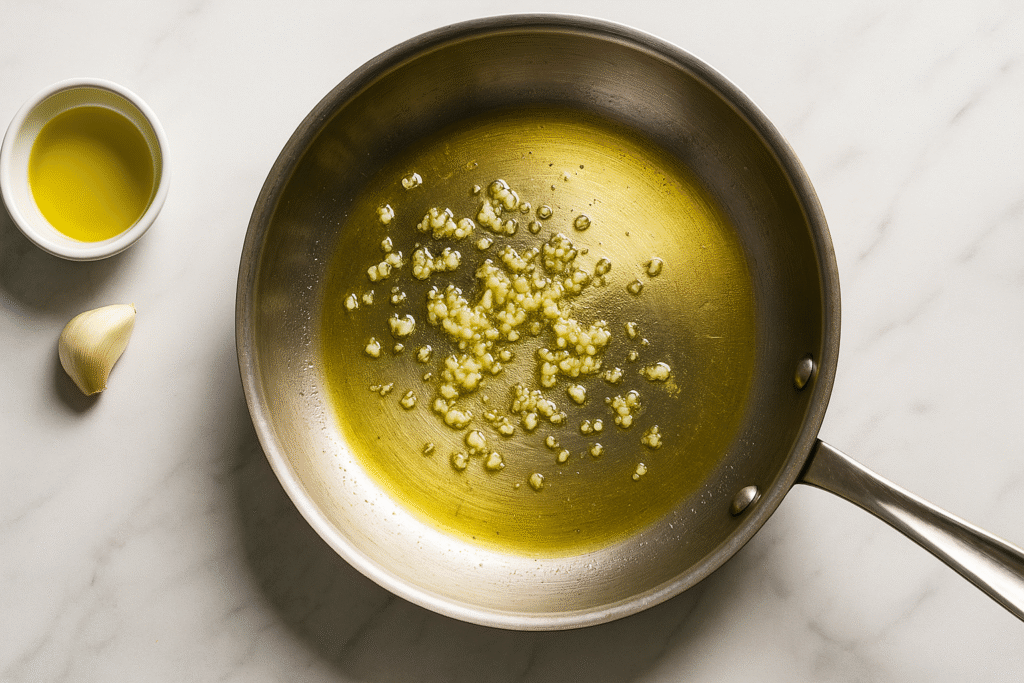 Sauté garlic in olive oil 