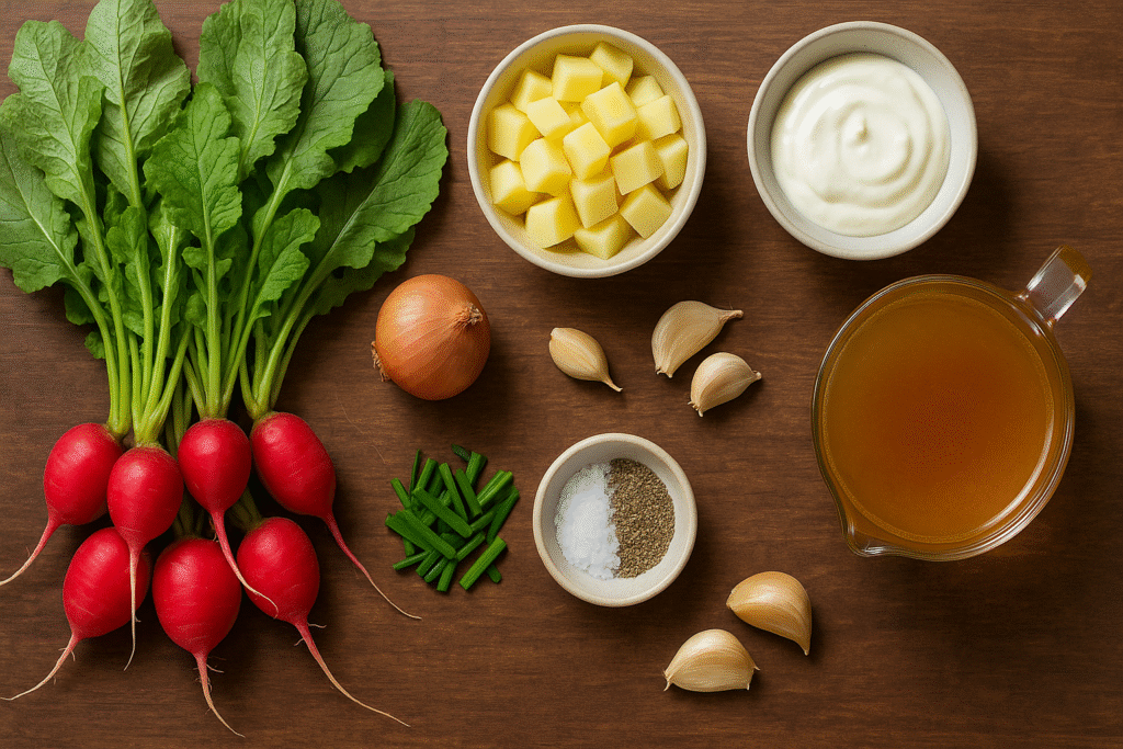 Ingredients for Radish leaf Soup 