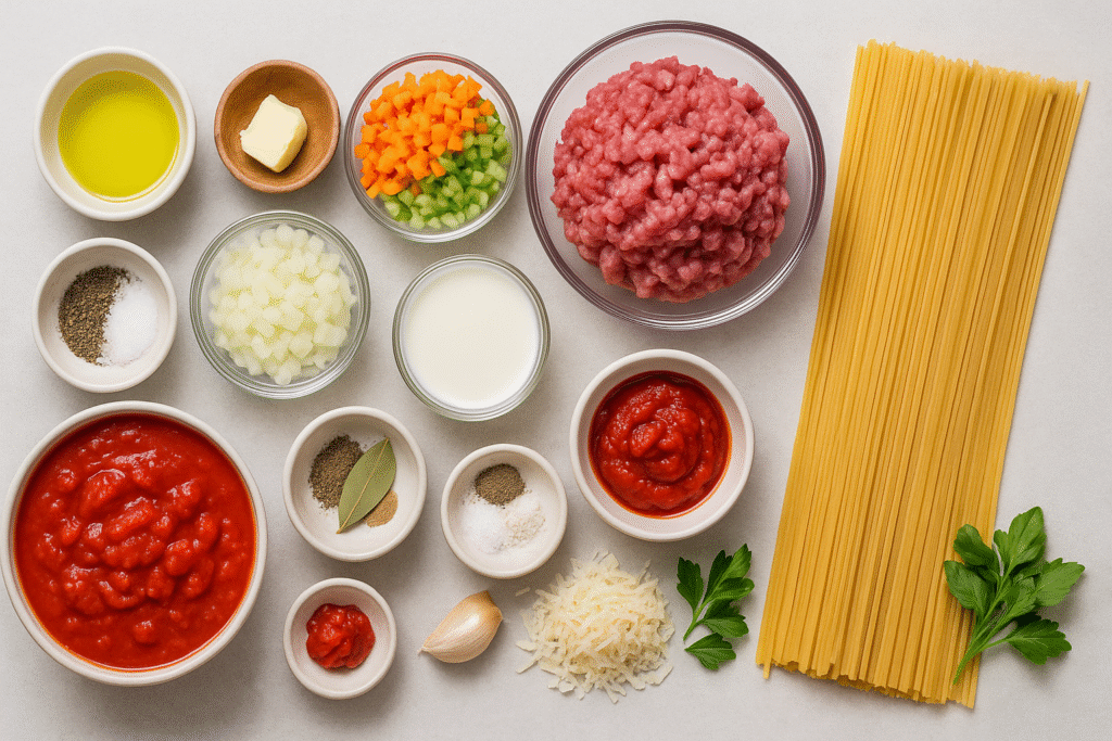 Ingredients for Bolognese 