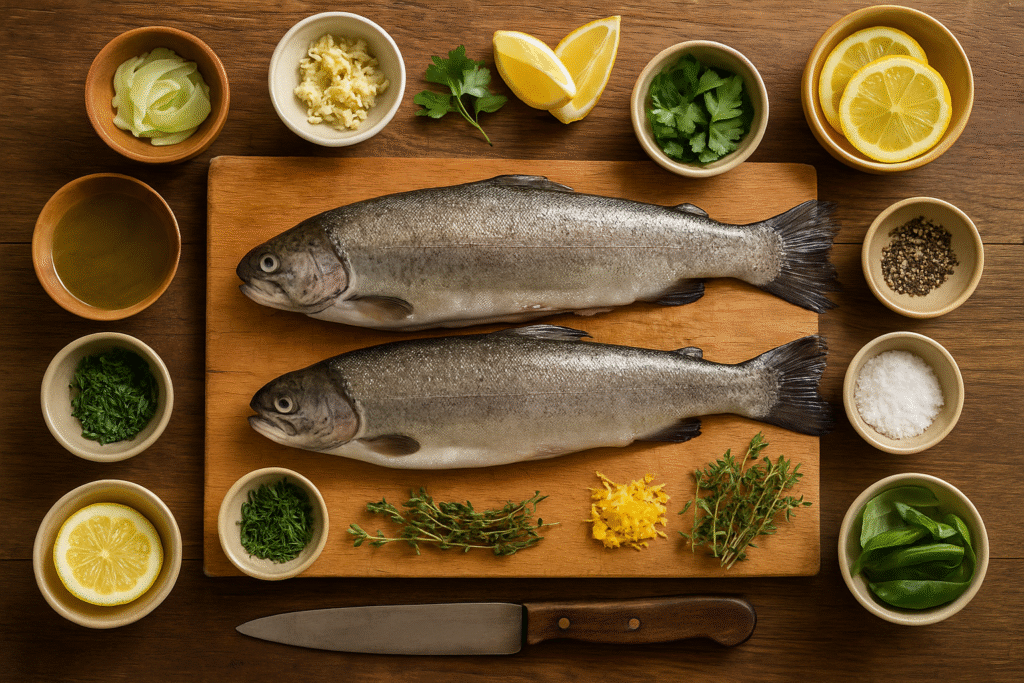 Ingredients for grilled trout 