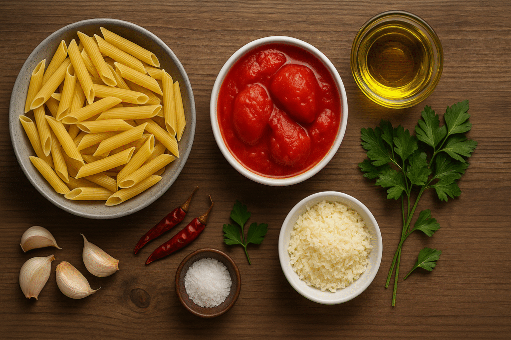 Ingredients for Penne all Arrabbiata