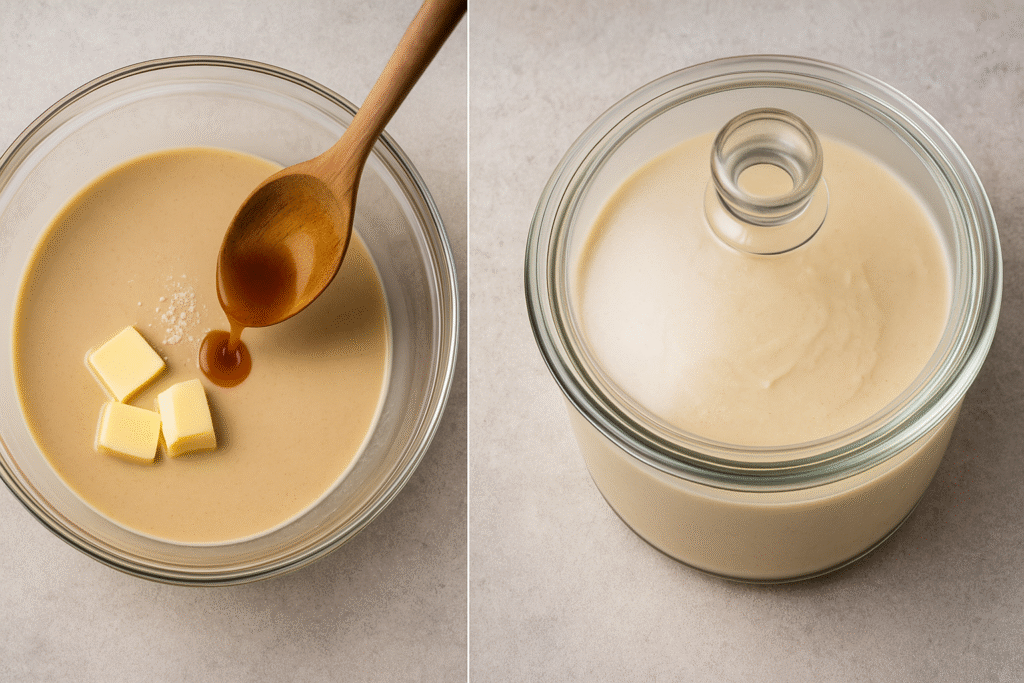 Add vanilla extract and stir the mixture 