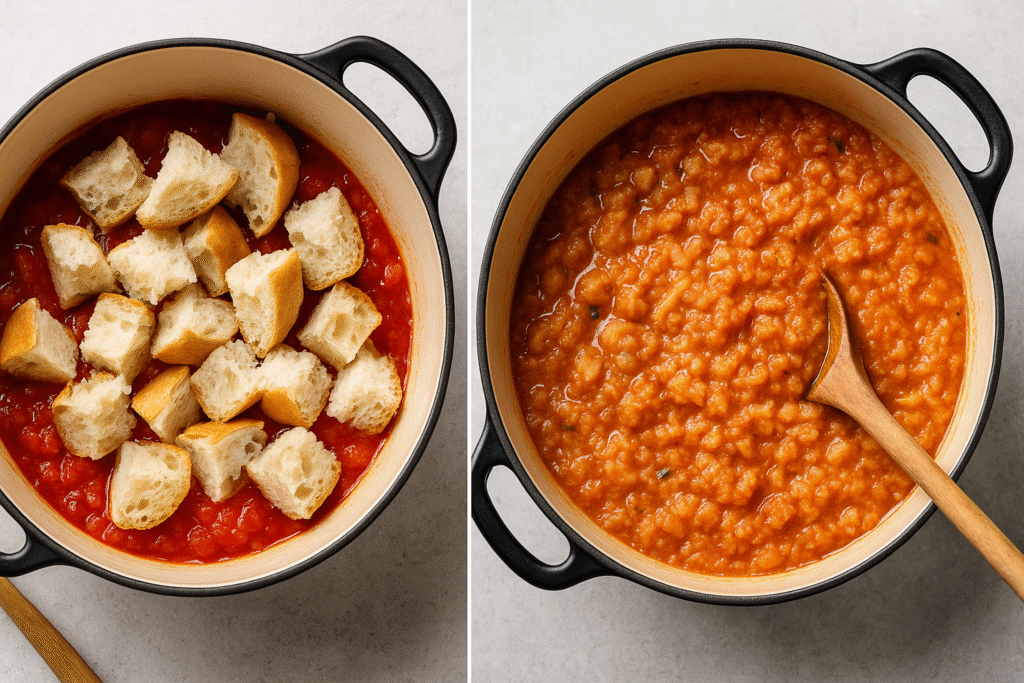 Soak bread in warm porridge