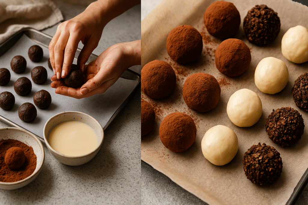 Give shape to chocolate truffle 
