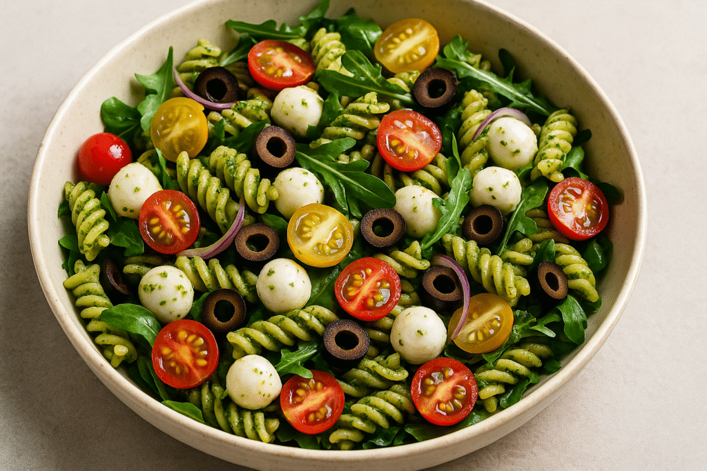 Toss ,olives, mozzarella and onions 