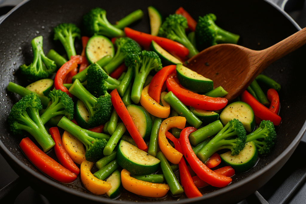 Add zucchini, bell paper, broccoli 