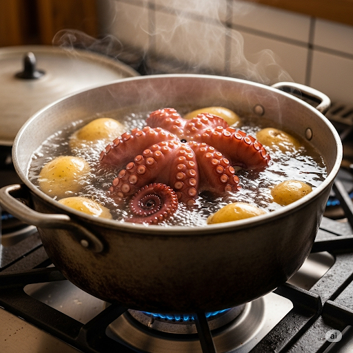Boil octopus 