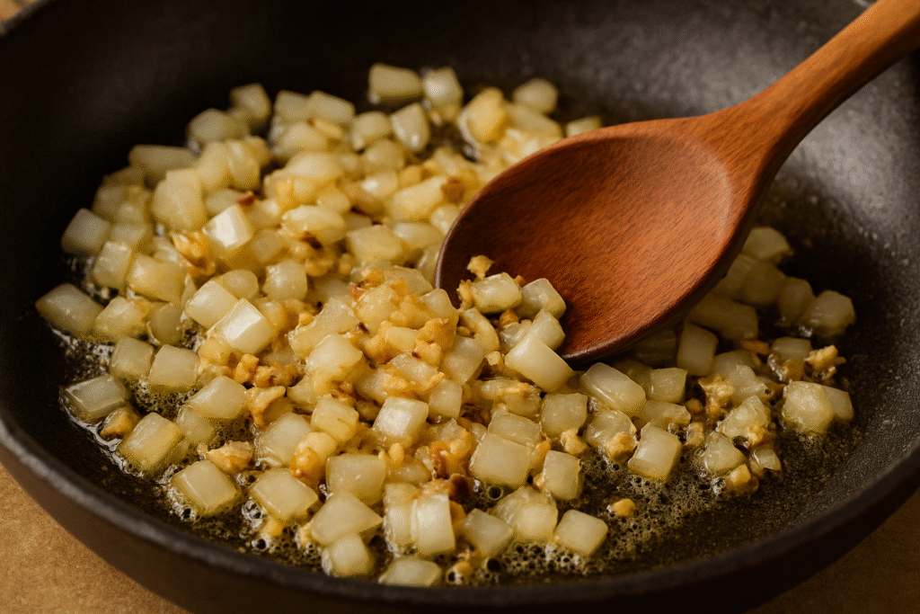Fry onions and garlic 