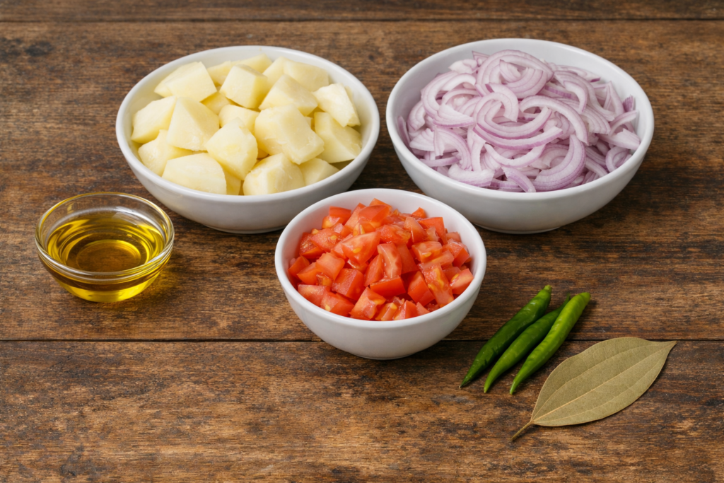 For curry Ingredients for Bengali Chicken curry Murhir jhol