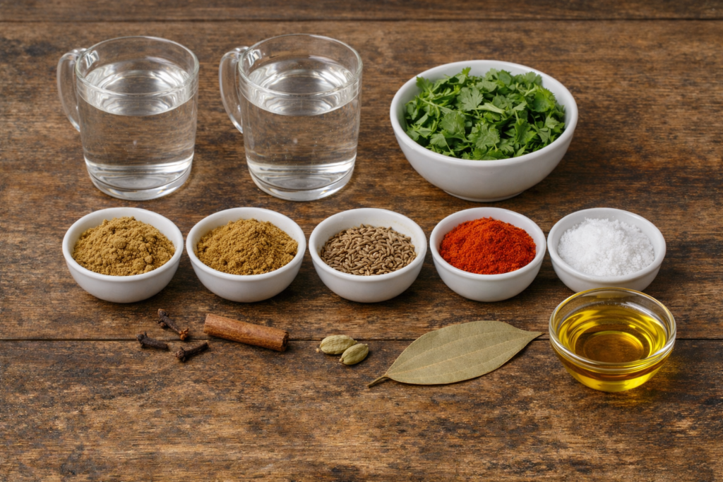 For curry Ingredients for Bengali Chicken curry Murhir jhol1