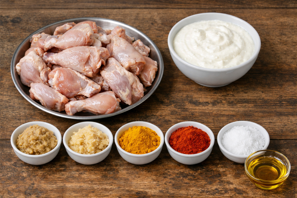 Ingredients for Bengali Chicken curry Murhir jhol