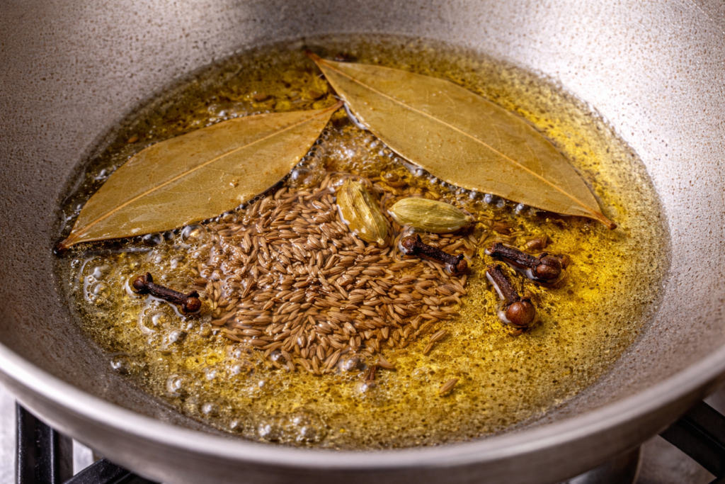 Preparing masala for chicken masala
