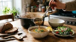 Serve Hot Lentil Soup