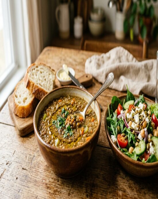 Lentil Soup with Salad