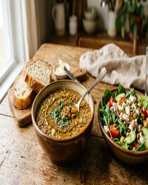 Lentil Soup with Salad