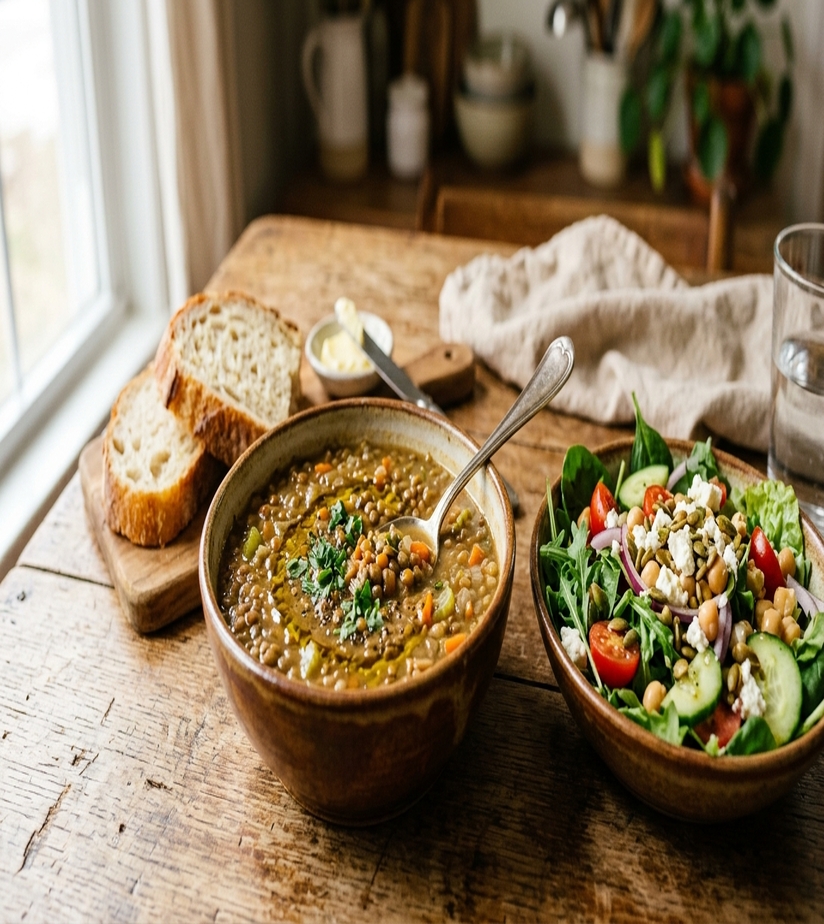 Lentil Soup with Salad